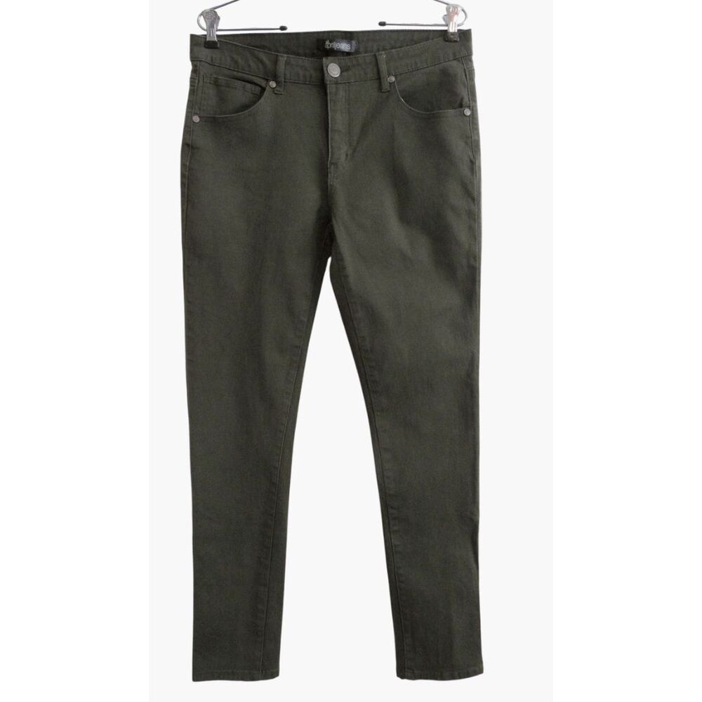 April Jeans Dark Olive Mid Rise Stretchy Skinny Jeans Sz 15